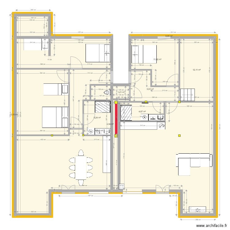 PLAN COMBLE. Plan de 10 pièces et 173 m2