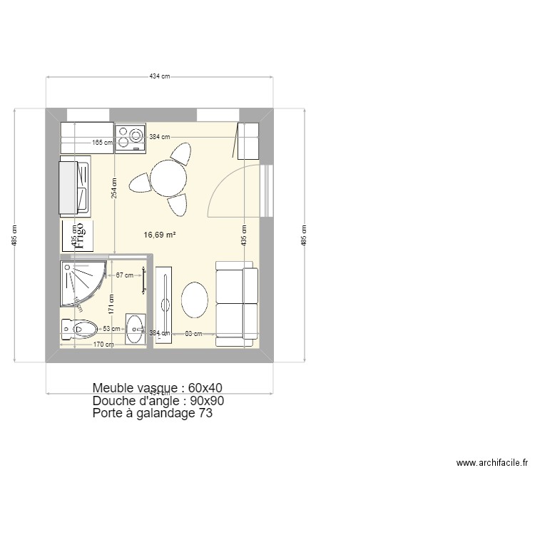 Réhabilitation studio MAJ 26/09. Plan de 0 pièce et 0 m2