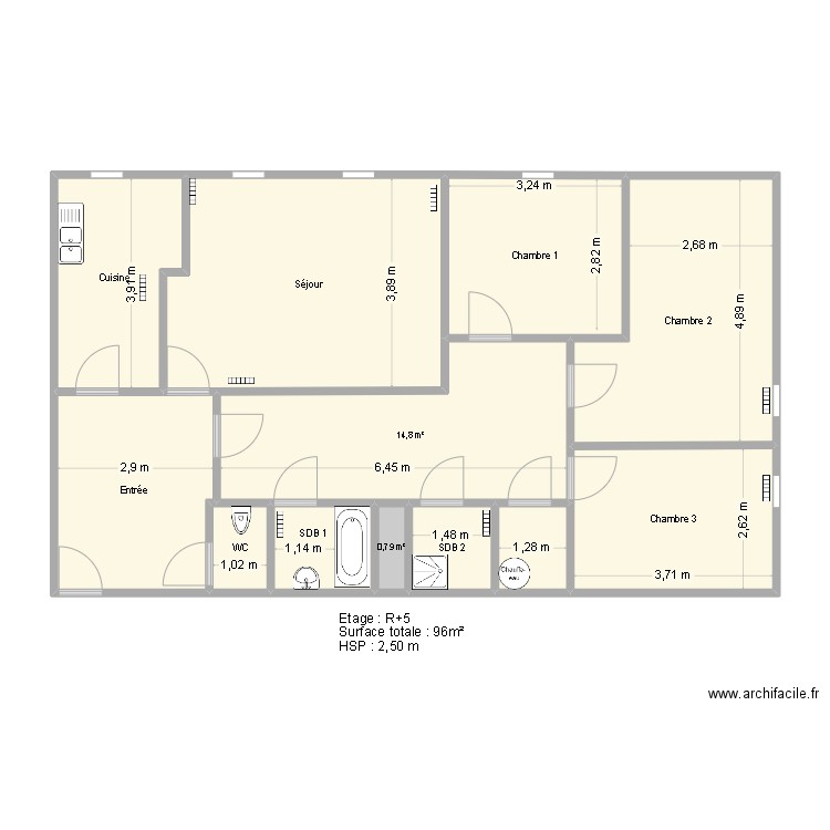 SADDAOUI Sortant. Plan de 12 pièces et 96 m2