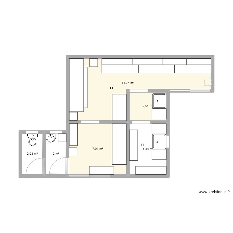 PLAN LABO RS. Plan de 6 pièces et 33 m2