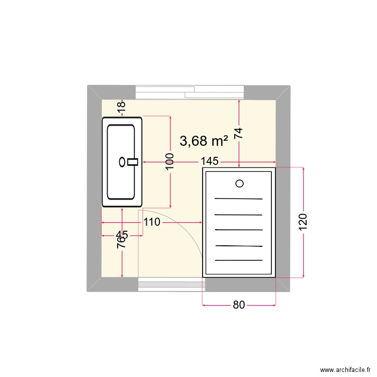 SdB 4441 Gorbio. Plan de 1 pièce et 4 m2