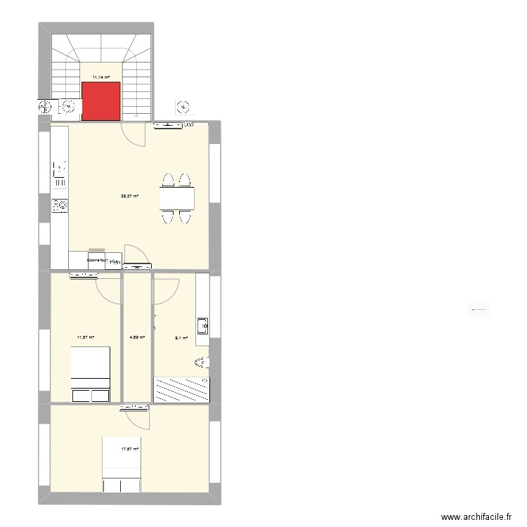 Appartement 29 Archi. Plan de 6 pièces et 84 m2