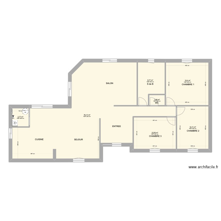 BARBAZANGE. Plan de 7 pièces et 130 m2