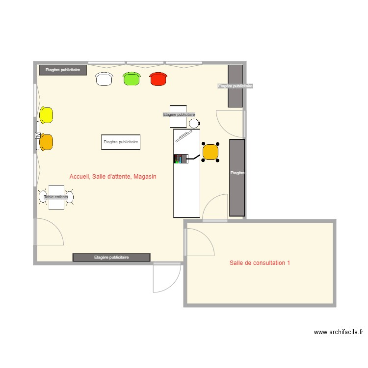 Plan véto actuel. Plan de 2 pièces et 45 m2