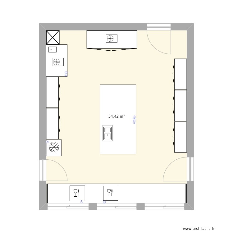 B205. Plan de 1 pièce et 34 m2