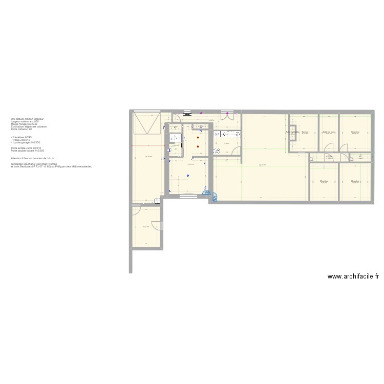 Agrandissement maison - Luxe Joanna + modif garage. Plan de 17 pièces et 171 m2
