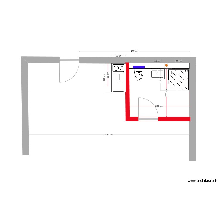 wc sud. Plan de 0 pièce et 0 m2