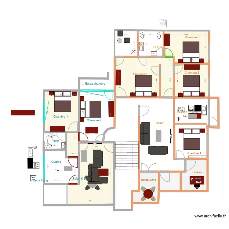 Appartement IIbis. Plan de 9  et 92 m²