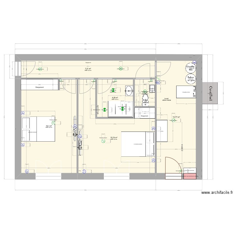 Rivarennes 122E. Plan de 6 pièces et 59 m2