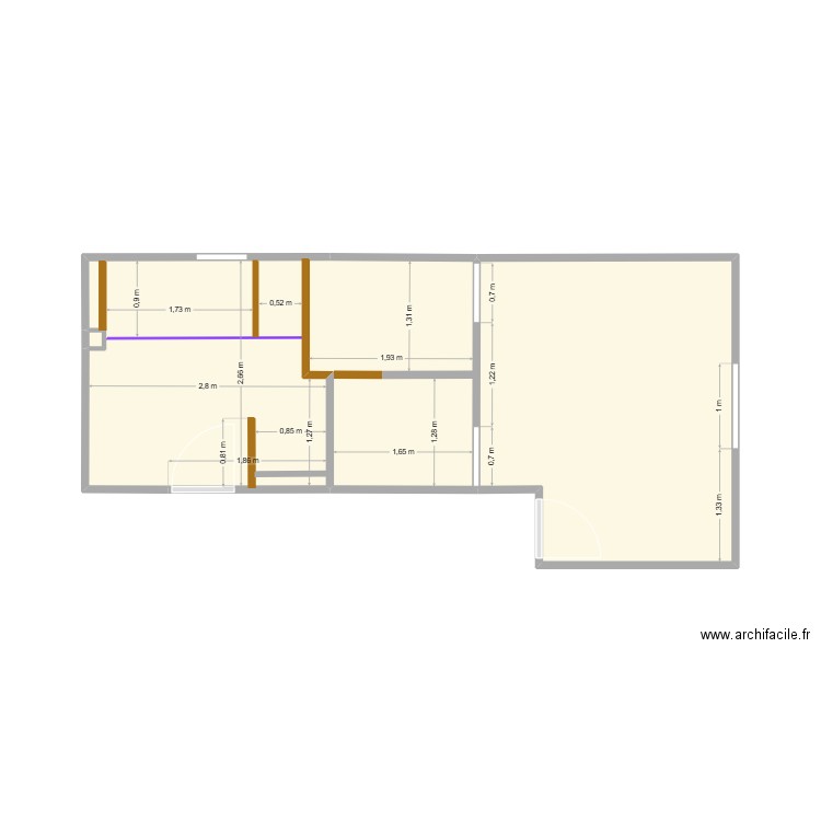 SDB Agencement 6. Plan de 2 pièces et 22 m2