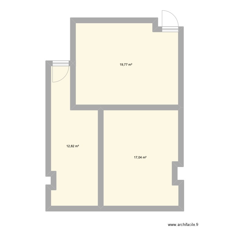 Jeff5. Plan de 3 pièces et 50 m2