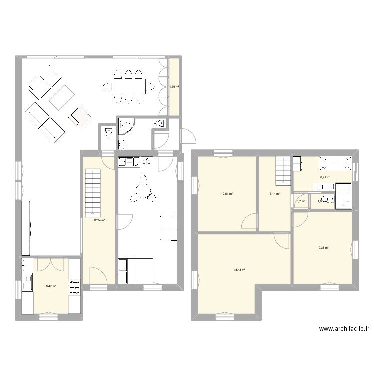 ROYAN 2. Plan de 10 pièces et 83 m2