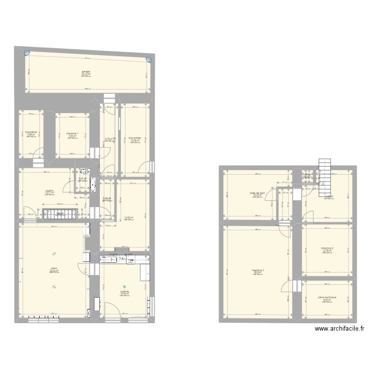 maison vanessa escalier conservé. Plan de 18 pièces et 217 m2