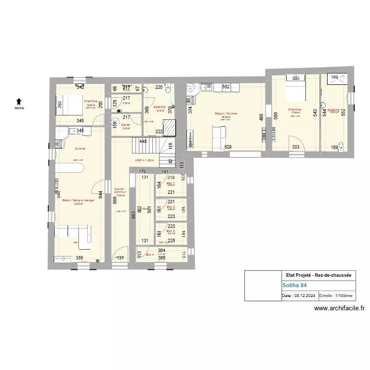 Logement FAUCON - Etat Projet&eacute;. Plan de 