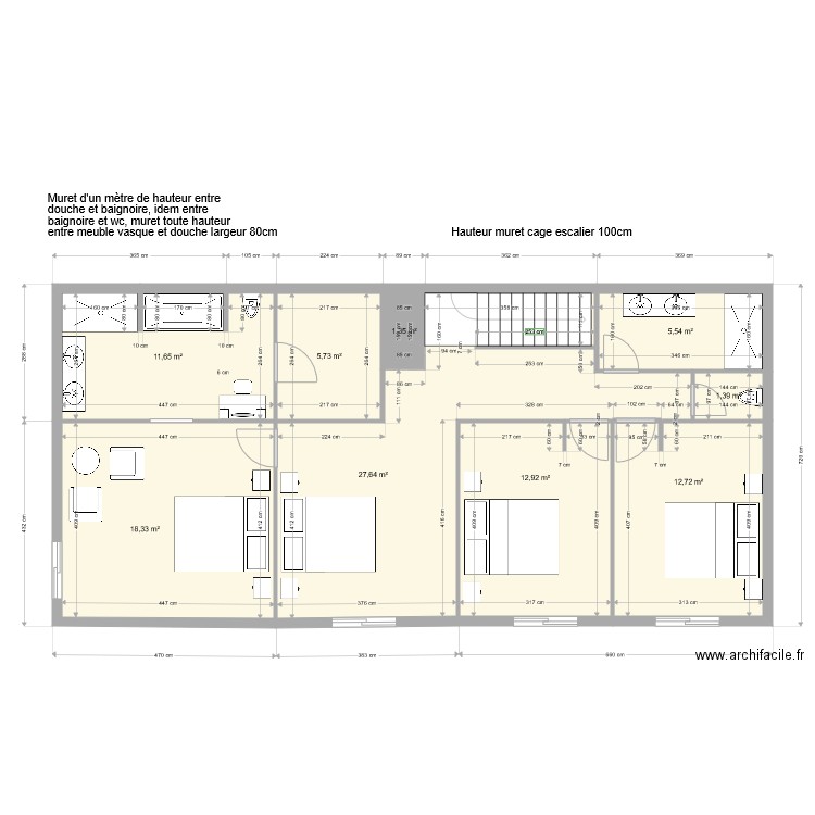 thibault valentine elne plan étage modifié 22 novembre 2021 variante sdb avec coiffeuse. Plan de 9 pièces et 97 m2