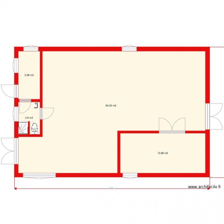 Brasserie 3 sans installations. Plan de 0 pièce et 0 m2