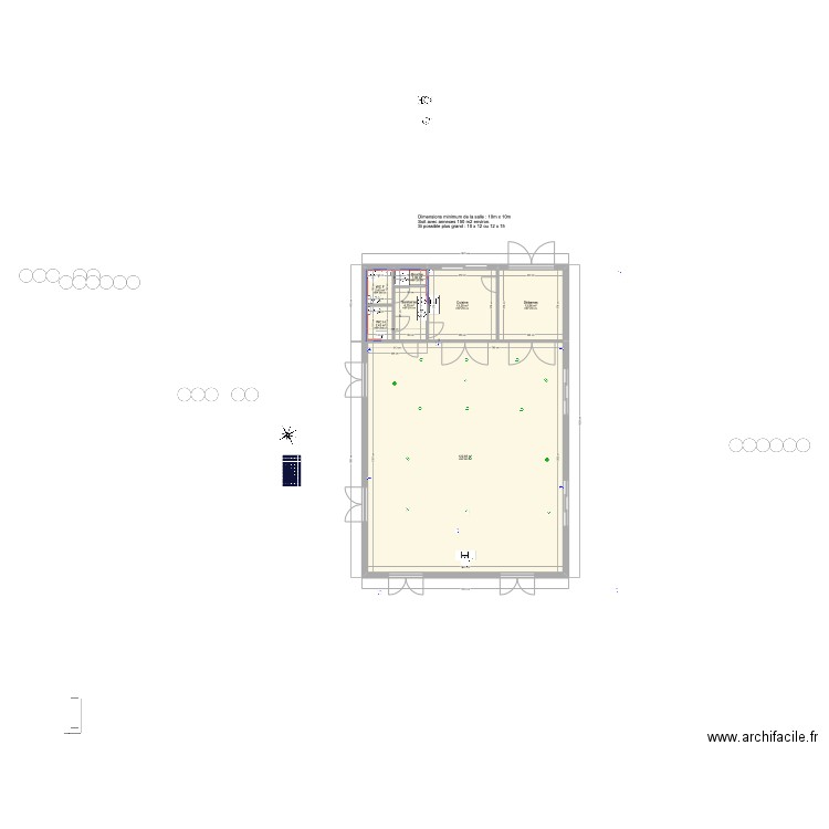 salle répétition minimum. Plan de 7 pièces et 160 m2