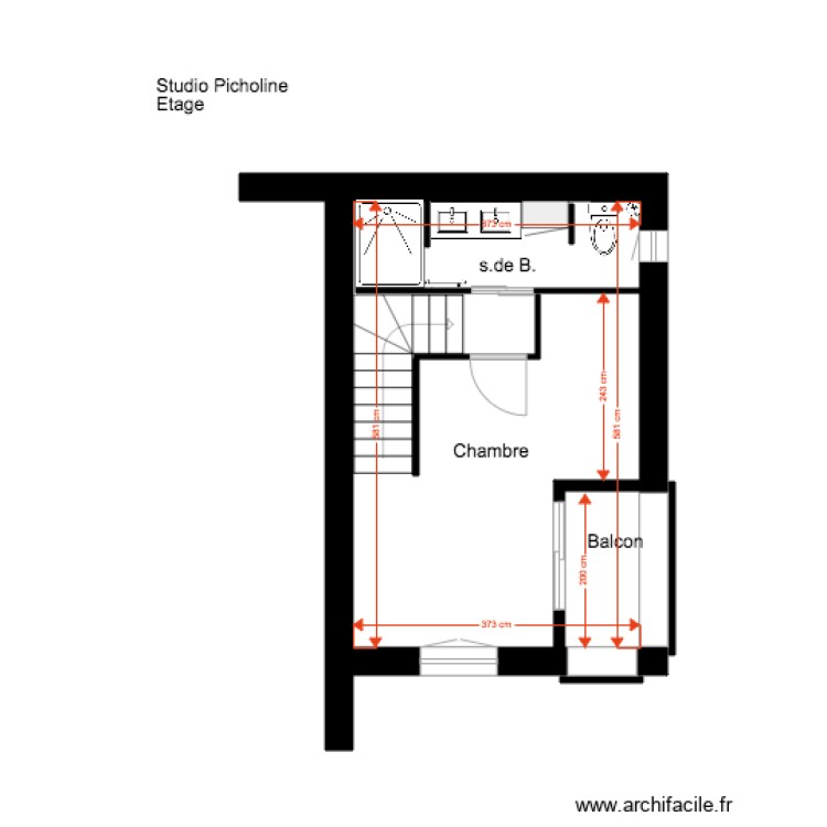 Studio Picholine Etage 2 02 18. Plan de 0 pièce et 0 m2