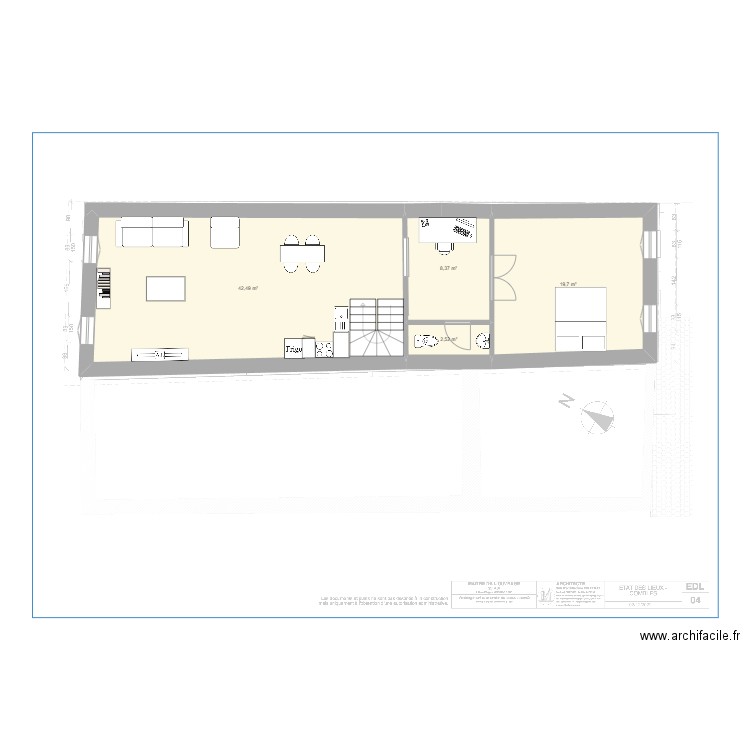 2eme etage. Plan de 4 pièces et 73 m2