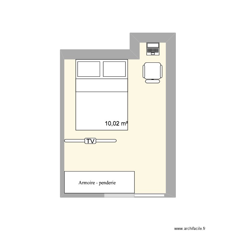 CHAMBRE PARENTS. Plan de 1 pièce et 10 m2