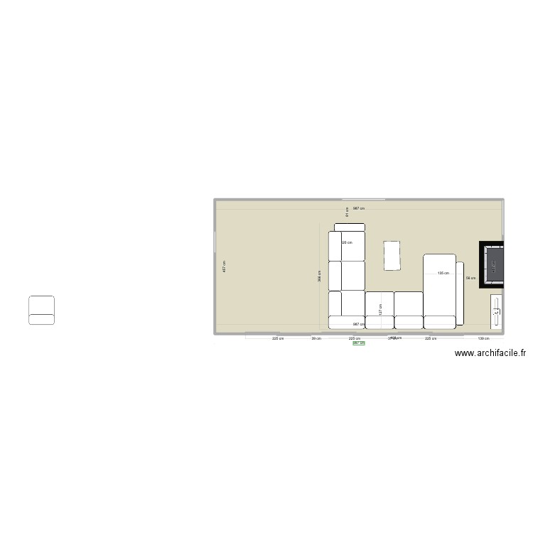 LIVING 3.1. Plan de 1 pièce et 45 m2