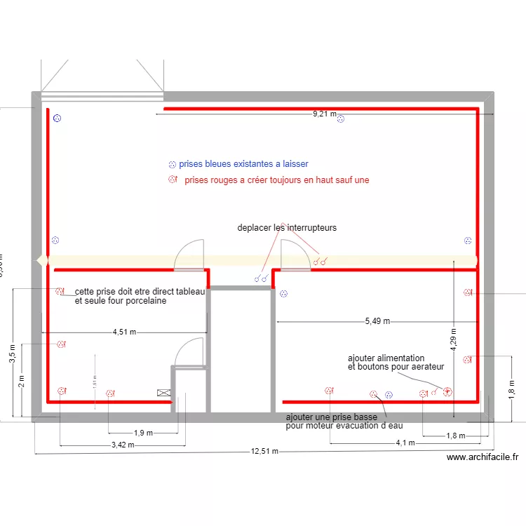 171 ter etage murs et portes BONNE COTE. Plan de 