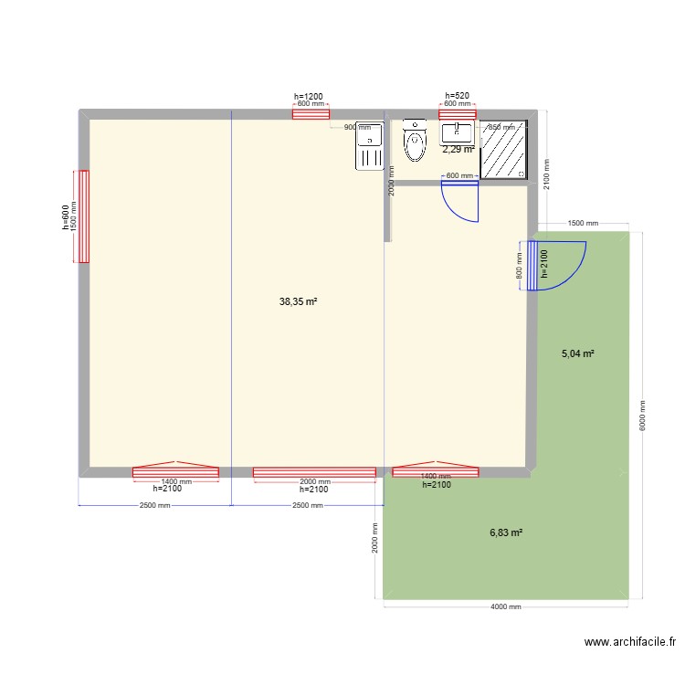 новый крым 2122232341кццун. Plan de 4 pièces et 53 m2