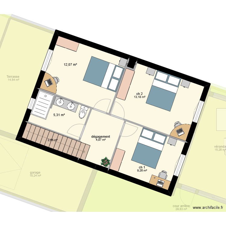 Maalaoui plan bas 2. Plan de 15 pièces et 234 m2