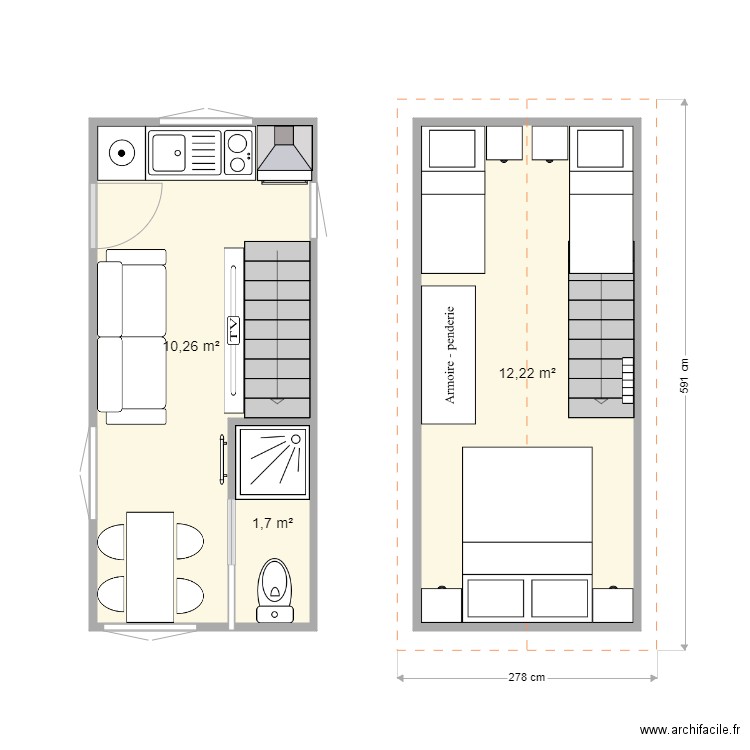tiny house. Plan de 0 pièce et 0 m2