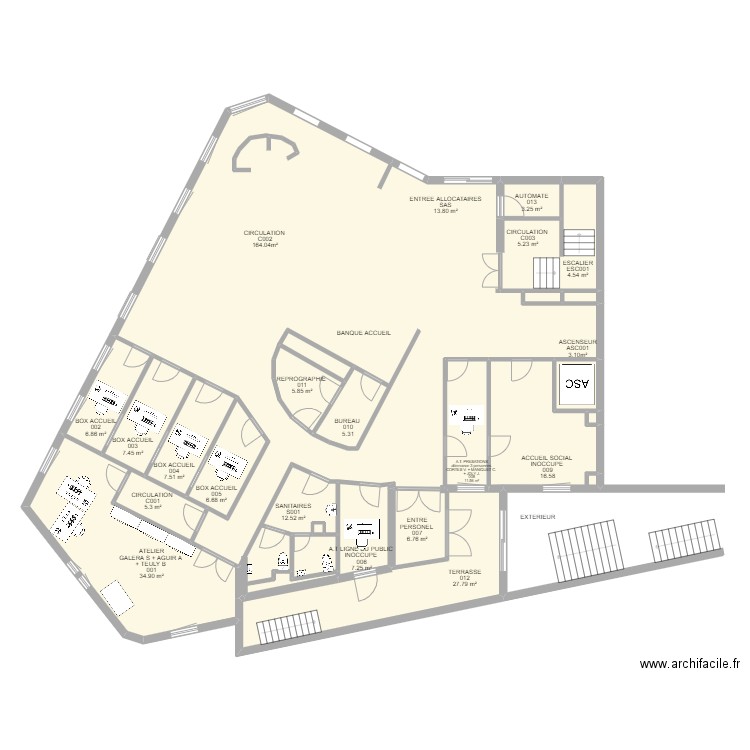 Vienne Accueil RC. Plan de 21 pièces et 321 m2