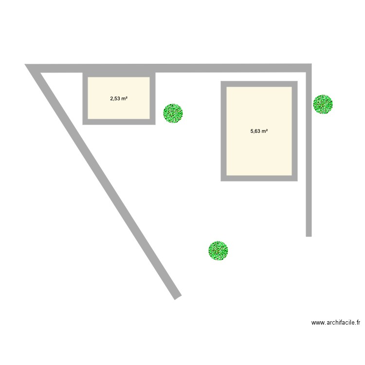 jardin actuel. Plan de 2 pièces et 8 m2