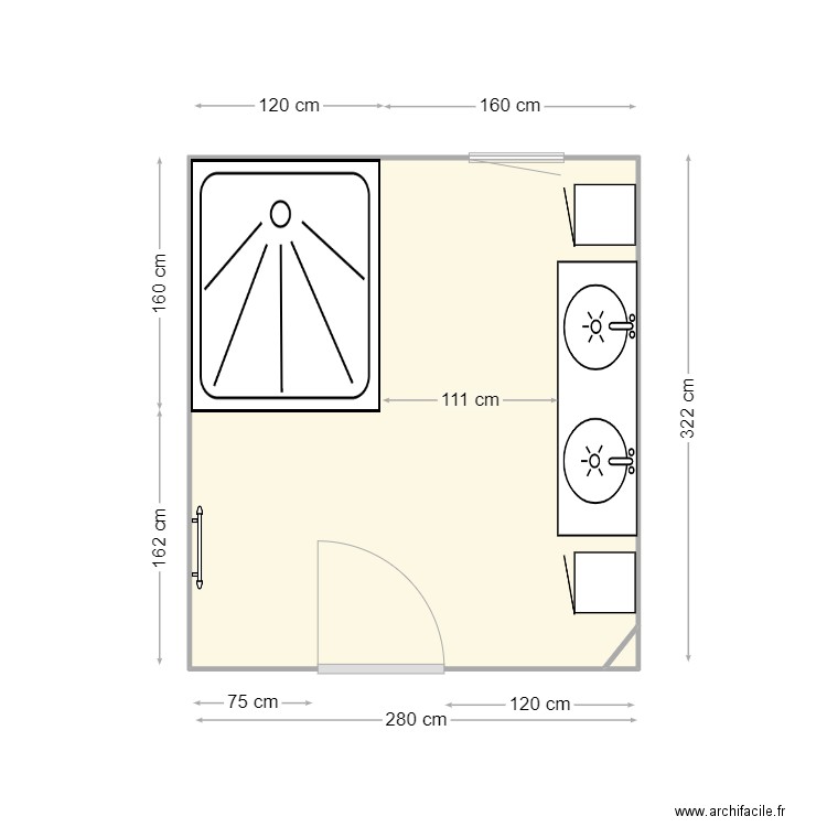 HUGUET. Plan de 2 pièces et 9 m2