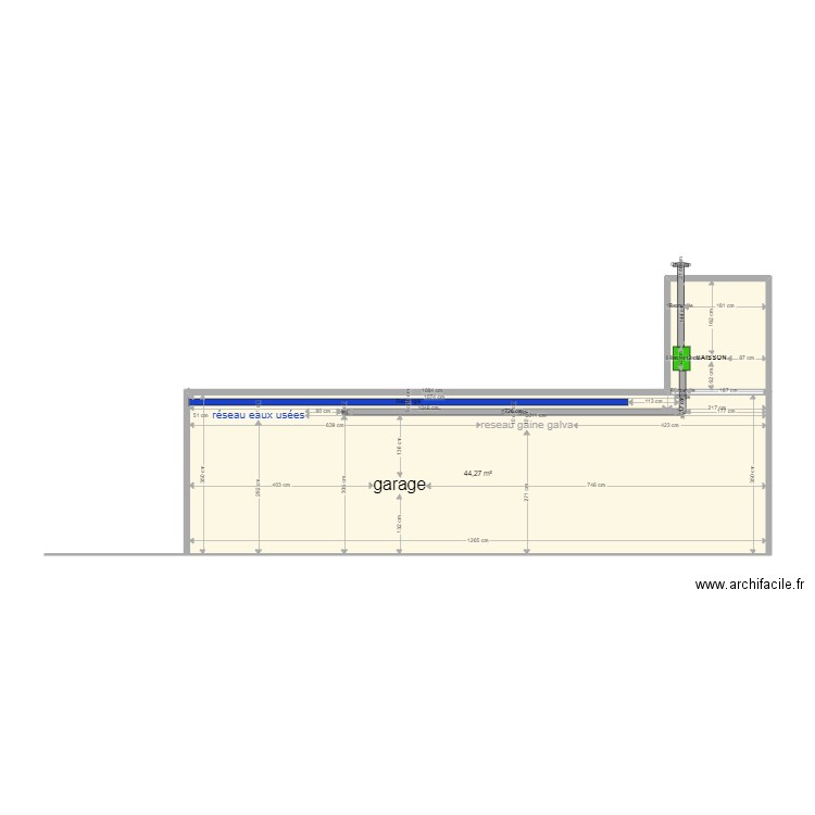 VMC SALON DE COIFFURE ST DENIS dessus. Plan de 2 pièces et 49 m2