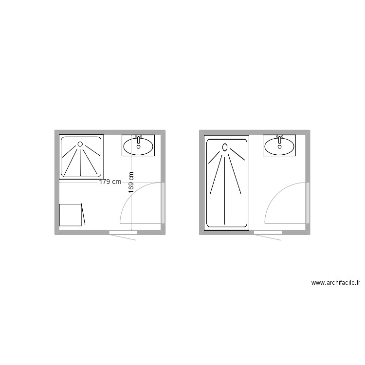 Duclos. Plan de 2 pièces et 6 m2