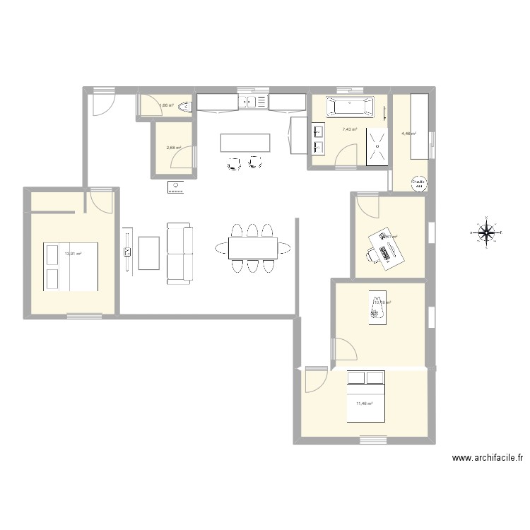Maison 2022. Plan de 8 pièces et 60 m2