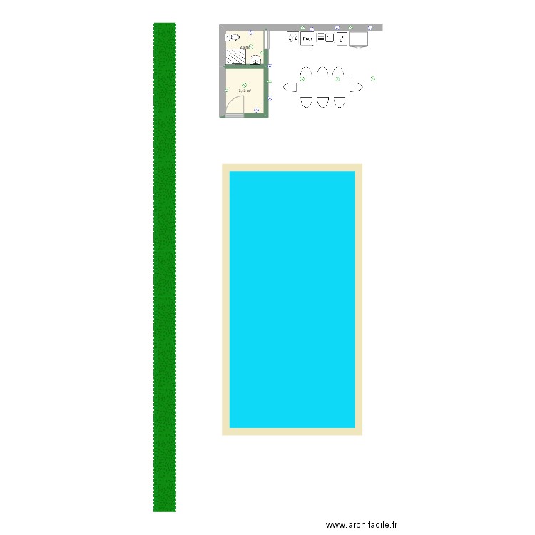 extension cuisine été. Plan de 2 pièces et 6 m2