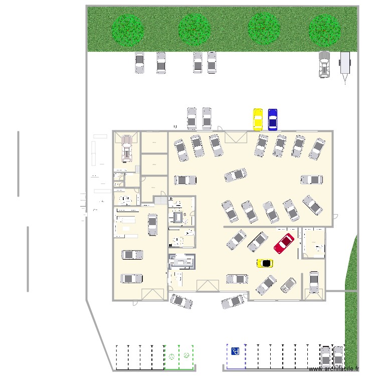 events auto atelier store. Plan de 14 pièces et 1183 m2