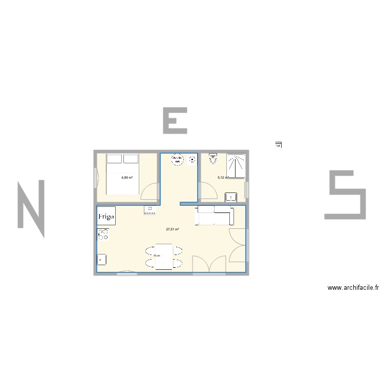 studio6. Plan de 3 pièces et 40 m2