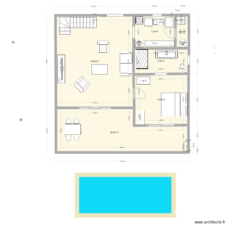 ranch bcf. Plan de 6 pièces et 98 m2