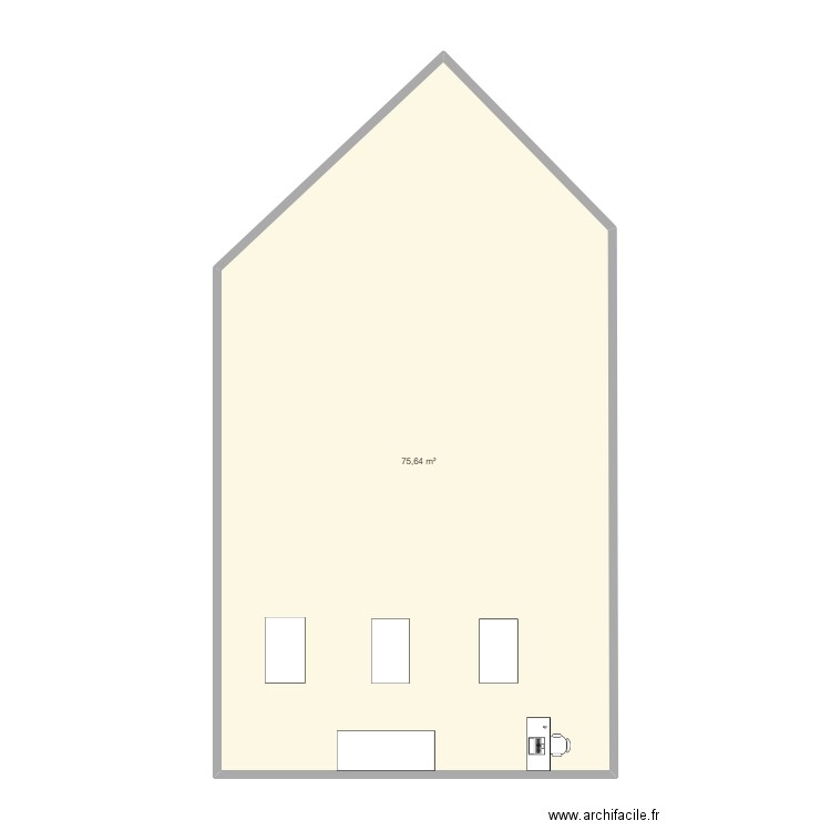 salle technologie1. Plan de 1 pièce et 76 m2