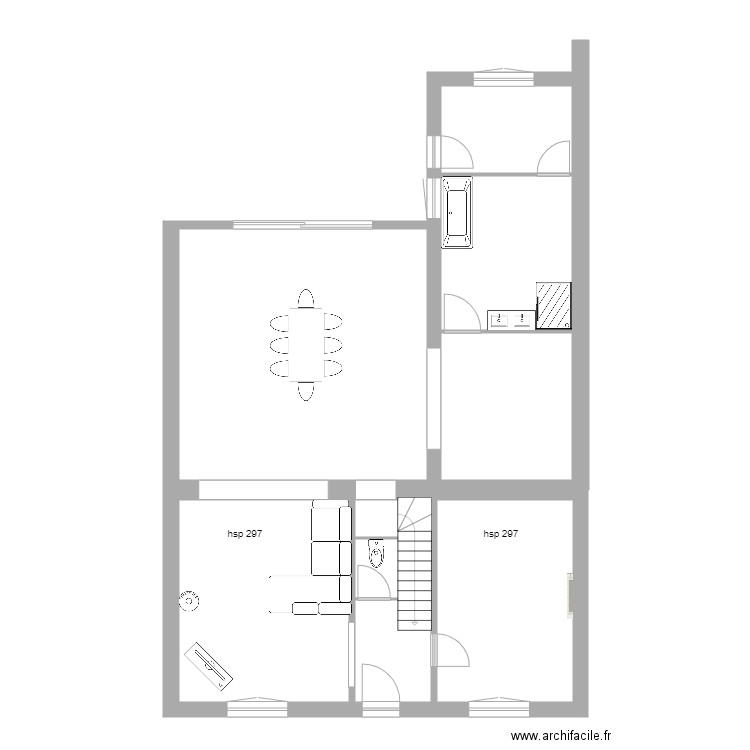 existant mamie lu. Plan de 7 pièces et 116 m2