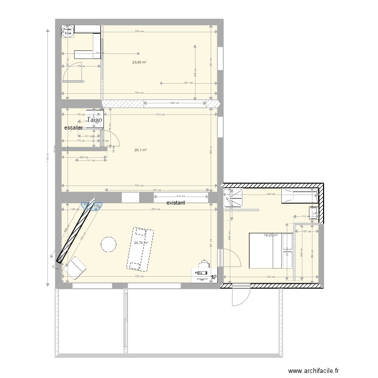 maison cour 6. Plan de 4 pièces et 93 m2