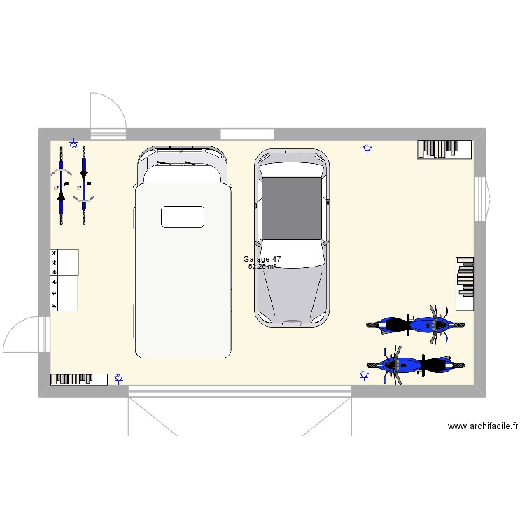 Garage 55m2. Plan de 1 pièce et 52 m2