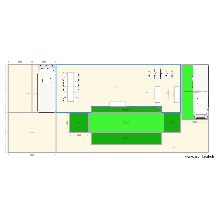 paddock world cup. Plan de 11 pièces et 267 m2