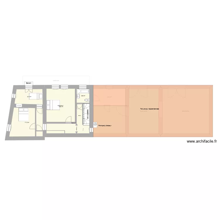 projet renovation maison actuelle variante. Plan de 