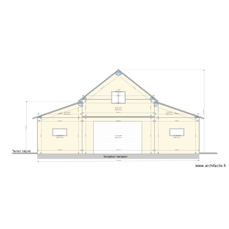 plan facade est. Plan de 0 pièce et 0 m2