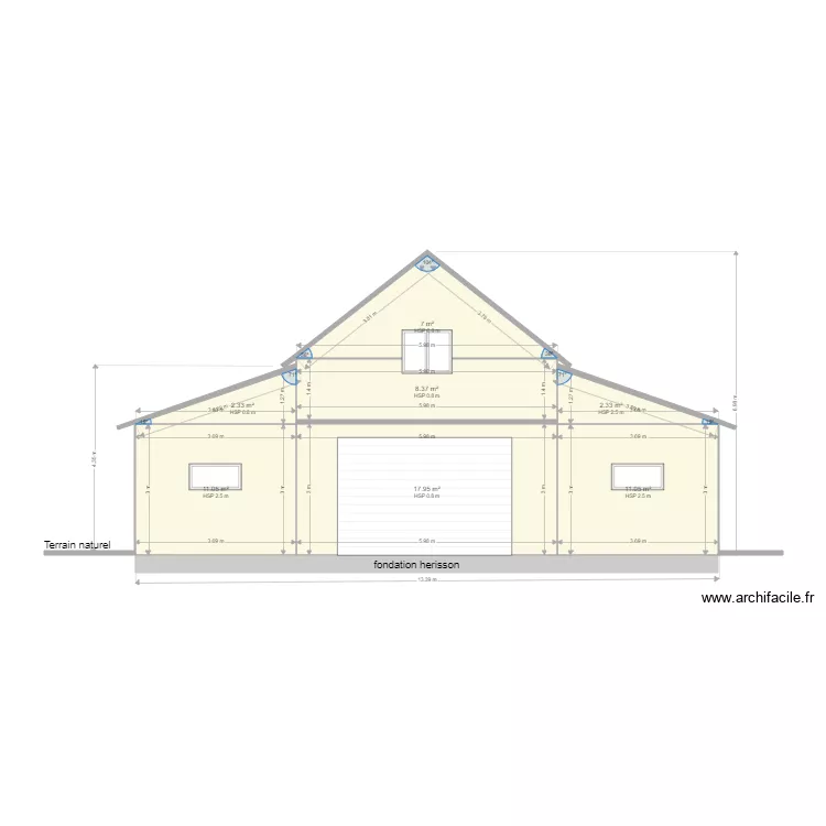 plan facade est. Plan de 