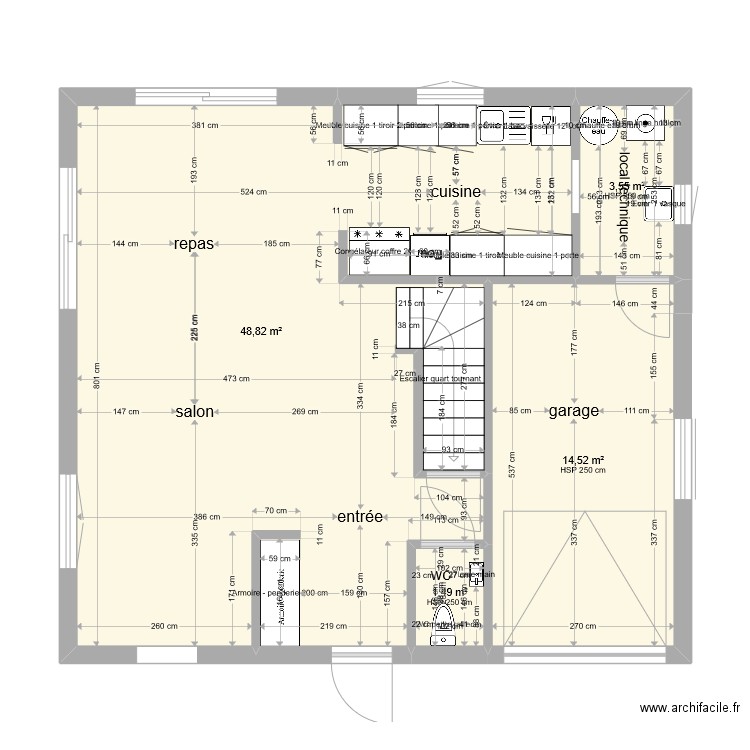 hermes 1bis. Plan de 4 pièces et 68 m2