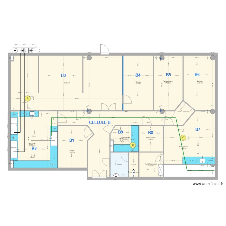 Cellule B - plan aménagement . Plan de 0 pièce et 0 m2