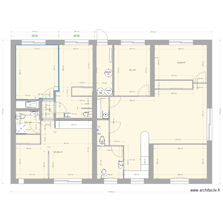 Yvrac SSSOL Projet 7. Plan de 16 pièces et 131 m2